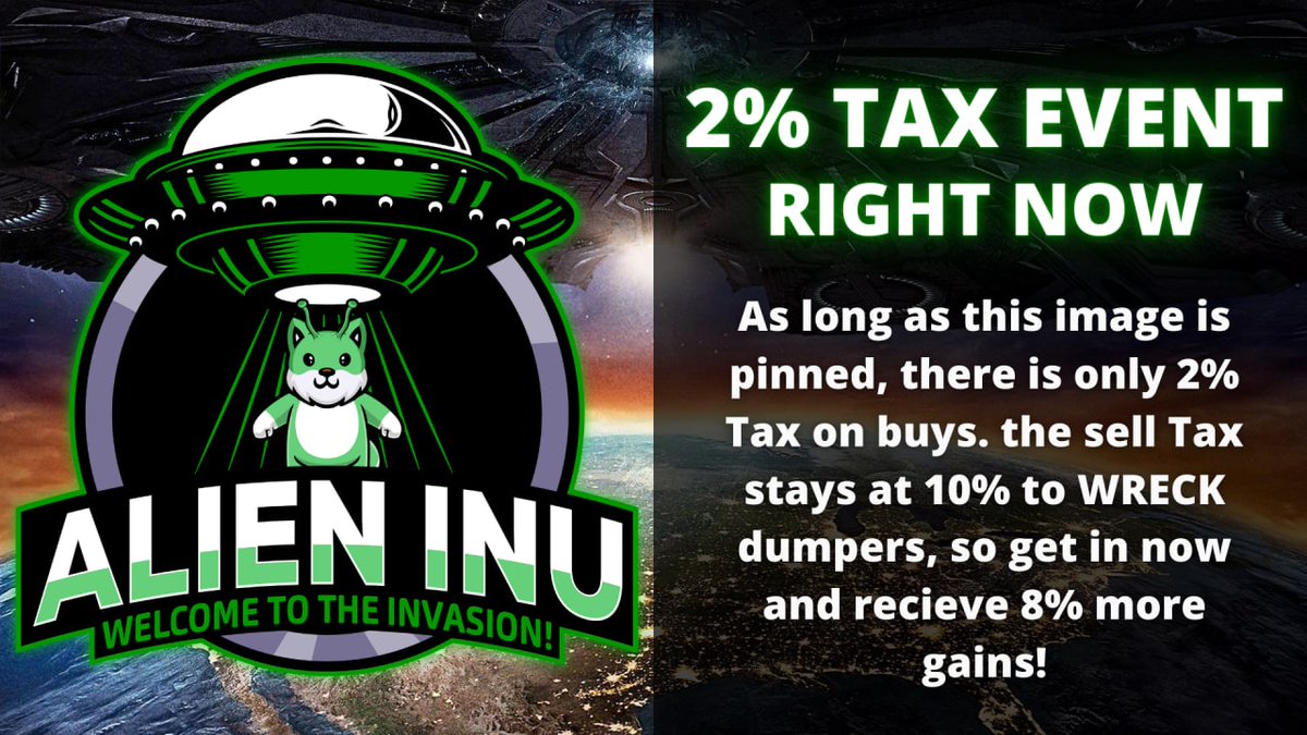 1CryptoGOAT's tweet photo. ALIEN INVASION🔥🔥🔥 2% Tax Event RIGHT NOW💎👽🛸 @InuAlien
💹https://t.co/Fj3I6zWZd6
🚀Website: https://t.co/AfZE0uBVmY
#NFTs #Crypto #CoinGecko #CitadelToken
@1CryptoGOAT #WhaleAquatic #AlienWorlds https://t.co/wejydnNd5p