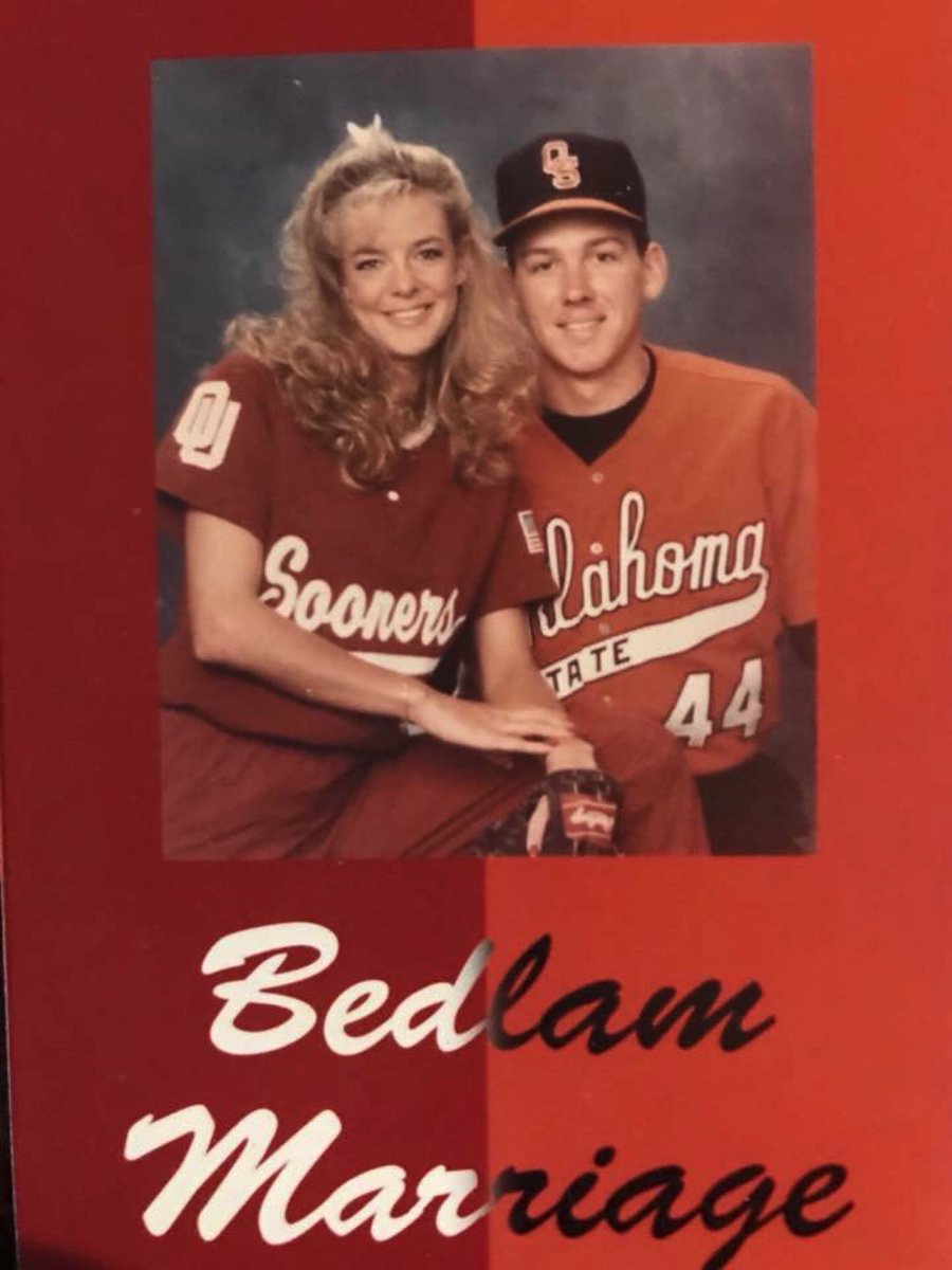 Teamburbank's tweet photo. Every Cowboy wants to feel like a WINNER! Sometimes you just have to marry a SOONER to become a WINNER! #lovemyCowboy #BoomerSooner #bedlammarriage #winnerswearRED #glovesoff
@OU_Softball @OSUBaseball https://t.co/fRTEM65BPM