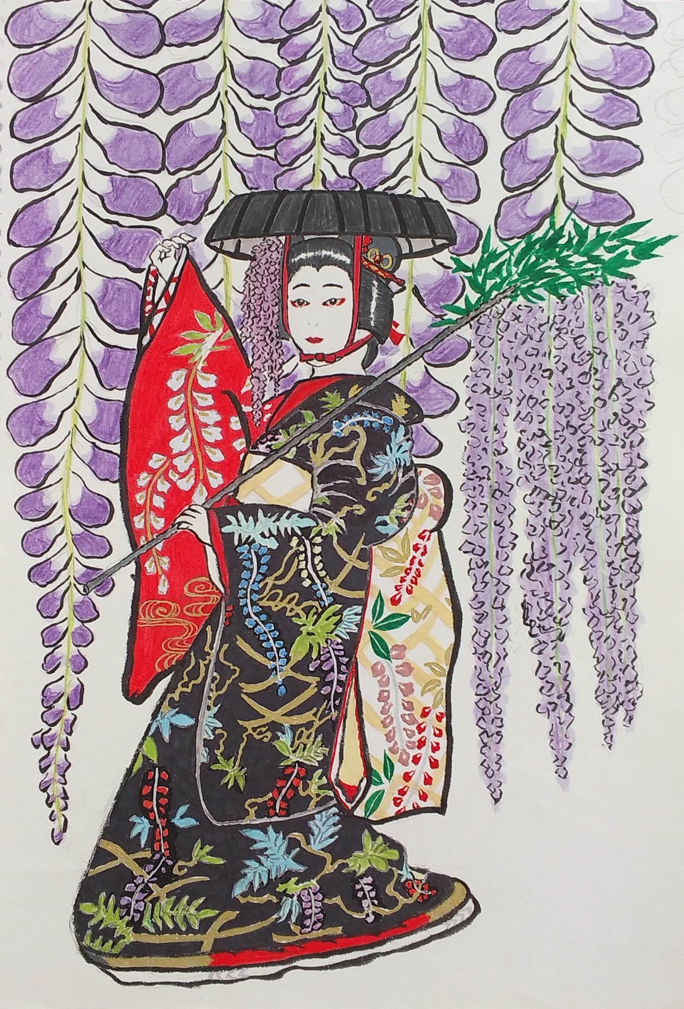 歌舞伎絵// タイトルは藤娘(油彩画大作)の通販 by あわてんぼう