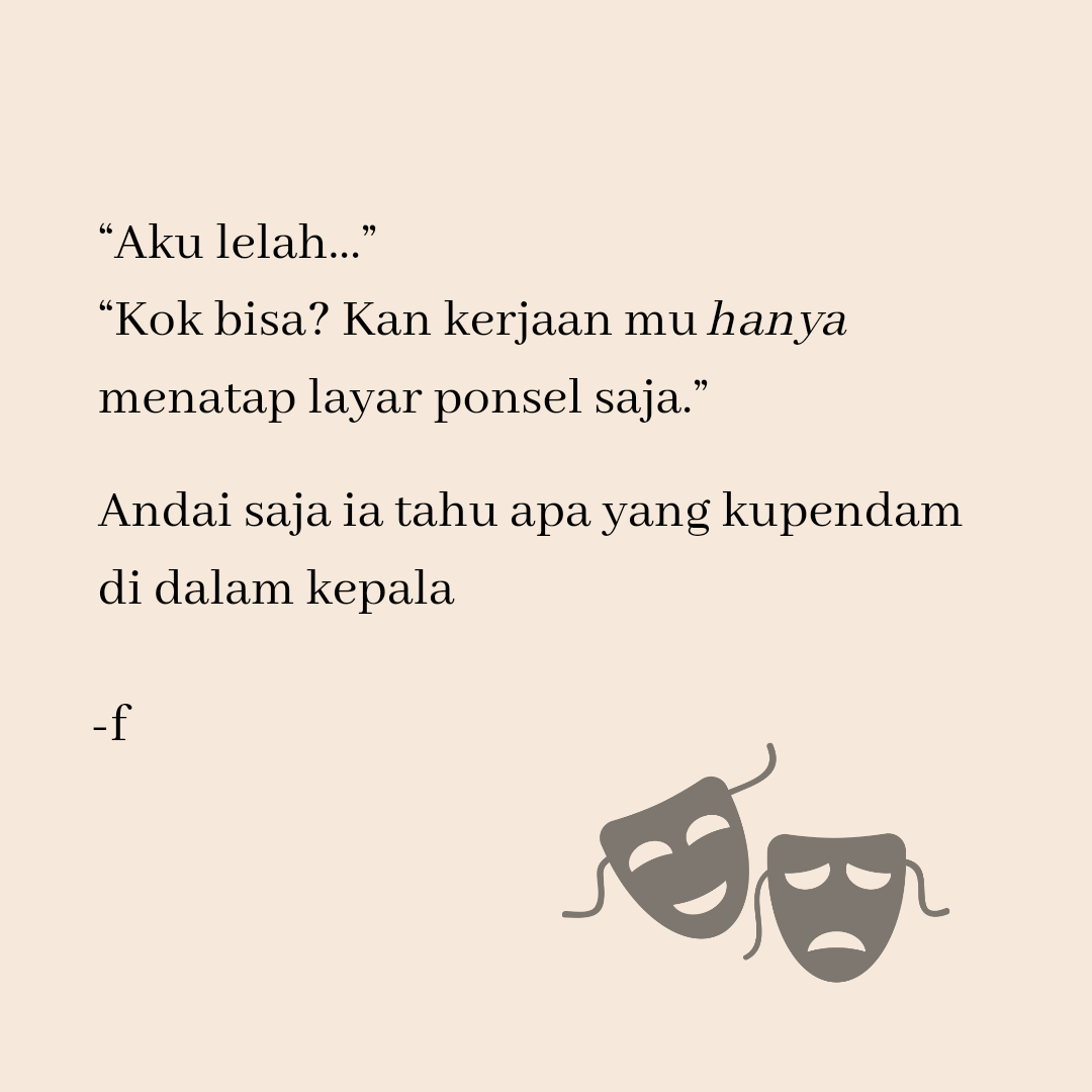 literarybase's tweet photo. Karya

Aku lelah dan aku tau bahwa kata hanya bukanlah solusinya. https://t.co/EdyJHMZACo