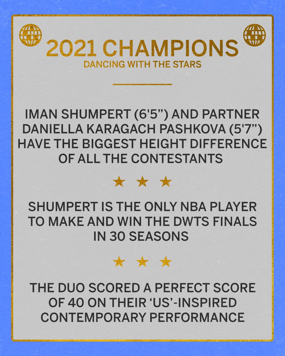 BALLROOM CHAMPION 🤩 

<a href="/imanshumpert/">Iman.</a> becomes the first former NBA player to win #DWTS with his partner <a href="/DKaragach/">Daniella Karagach</a>!