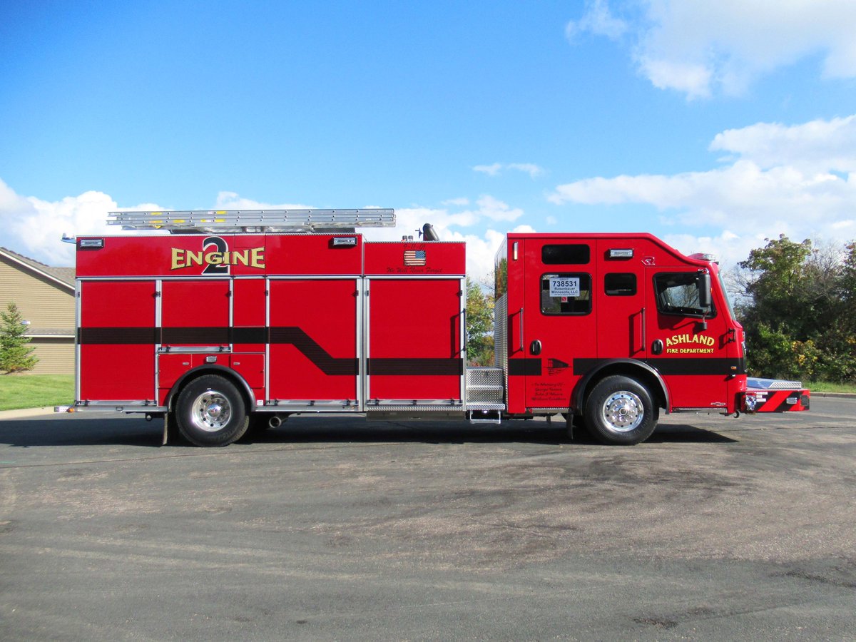 Congratulations to Chief Wegener and the Ashland Fire Department (WI) on taking delivery of Engine 2!
- Rosenbauer Commander Chassis
- EXT Body
- Waterous CSCU20 Pump
- 1500 GPM
- 1000 Gallon Water Tank
- 30 Gallon Foam Tank
Dealer: Jefferson Fire &amp; Safety