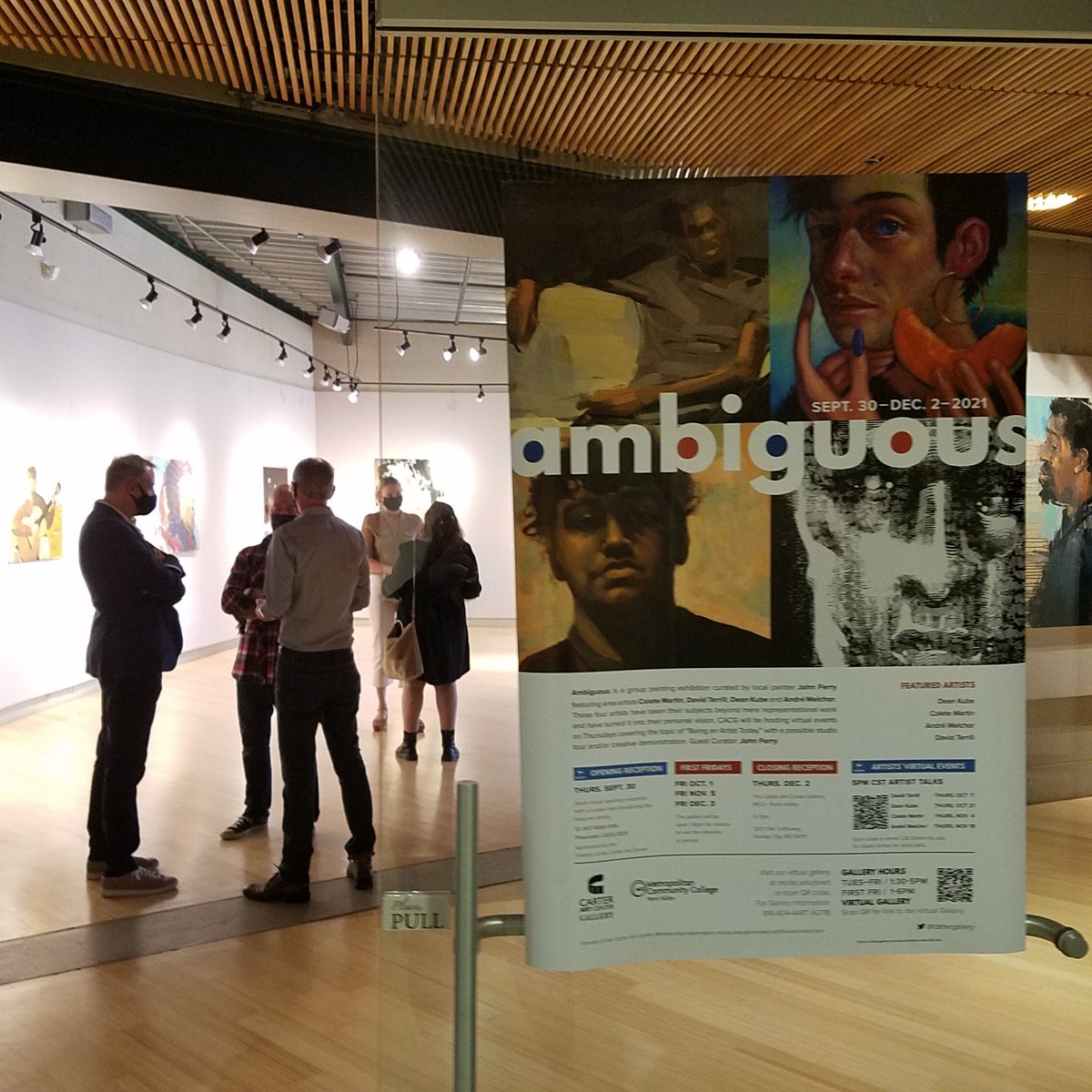 CarterGallery's tweet photo. The AMBIGUIOUS art exhibit will be OPEN Tues 23rd 1-5pm Come and say hello to Grant our new Carter Art Center Gallery attendant. 3201 SW Trafficway, KC MO 64111, MCC Penn Valley campus. Tell him Bernadette sent you. #MCCKansascity #cartergallery #kcaialumni https://t.co/L1KV5jEPJl