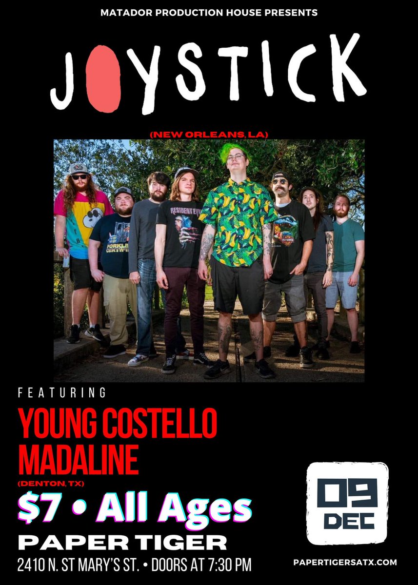 <a href="/Joystick504ska/">🕹️ Joystick 🕹️</a> is finally coming to San Antonio! <a href="/MPH_TX/">matadorproductionhouse</a> <a href="/papertigersa/">Paper Tiger</a> #skatwitter
