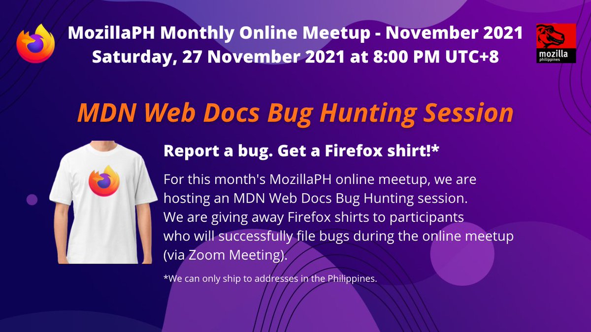 MozillaPH's tweet photo. MDN's mission is simple: to provide developers with the information they need to easily build projects on the open Web. How to contribute? https://t.co/Ikz1TpbZFl    

You may also want to join our activity this Saturday https://t.co/WKih2ovKK1

#MozDevNet #MDN #MozillaPH https://t.co/Uiwa3Uz5D0