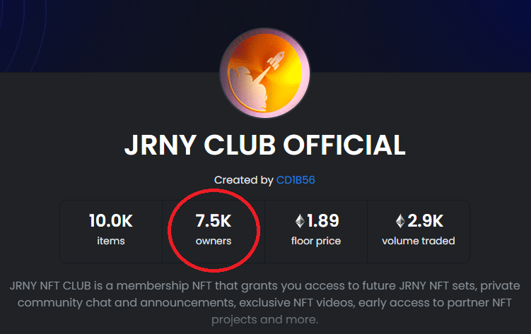 We effectively avoided a gas war while getting 7.5k holders

After the 500 giveaway NFTs, we will be at 8k 🚀

Stay tuned

@JRNYclub