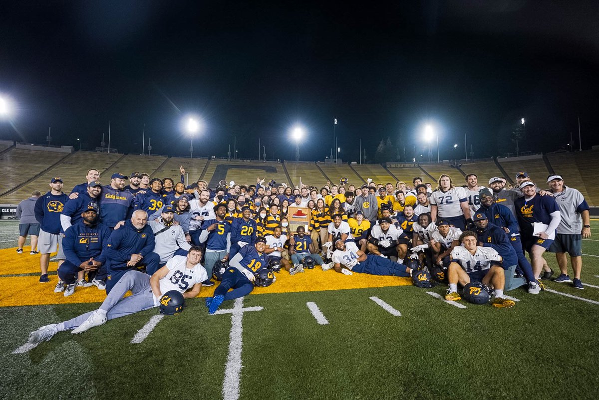 CalFootball's tweet photo. We can’t stop smiling either. The 🪓 is home #GoBears https://t.co/hV8NU2HzmA