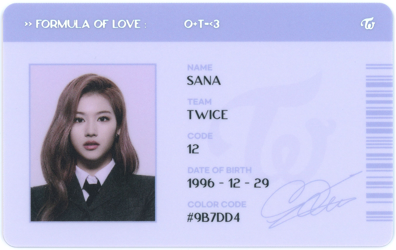 ID карты twice Formula of Love