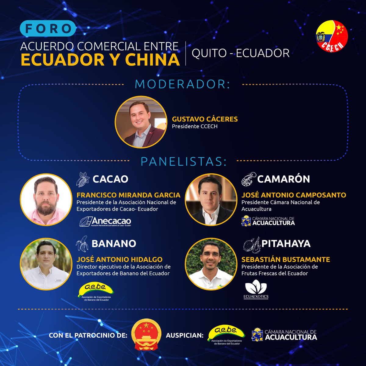 gcaceresp's tweet photo. Los invito a participar de este foro organizado por la @CamaraChinaEc en donde revisaremos con expertos las potenciales oportunidades de un Acuerdo Comercial entre Ecuador y China. https://t.co/k3l8LRqYrV