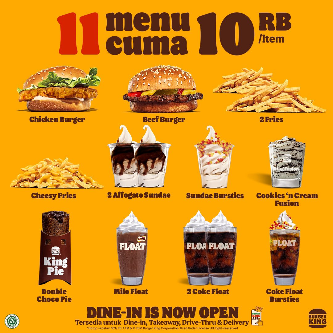 BurgerKing_ID's tweet photo. HAH DUIT KEMBALIAN BISA BUAT JAJAN BK😲

Jangan terkaget-kaget gitu guysss karena fakta benar adanya, kembalian 10Ribu udah bisa niQmatin menu BK🤤

Buruan pesan sekarang ke outlet BK terdekat atau kamu bisa order melalui BK App loh📱✨

#PromoCeban
#BurgerKingIndonesia https://t.co/aPcFekxYr1