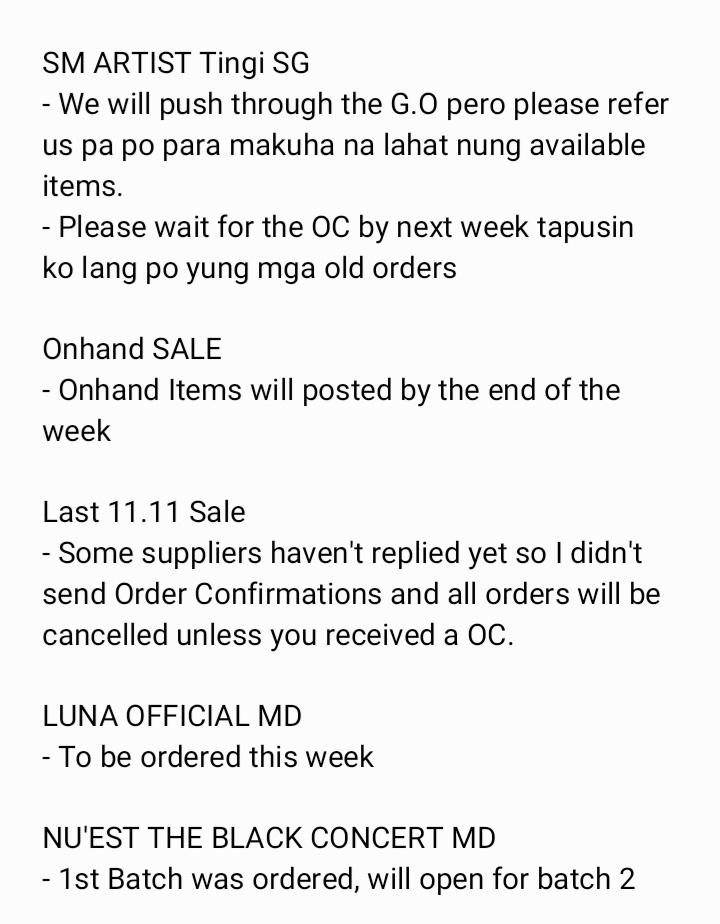 fanshubph's tweet photo. #FHPHUPDATES
Hello fam! Please check the photo below for your orders updates. Again, we are offline every Sundays and Mondays that's why we can only answer DMs by tuesday~. https://t.co/1zHYLhXkg5