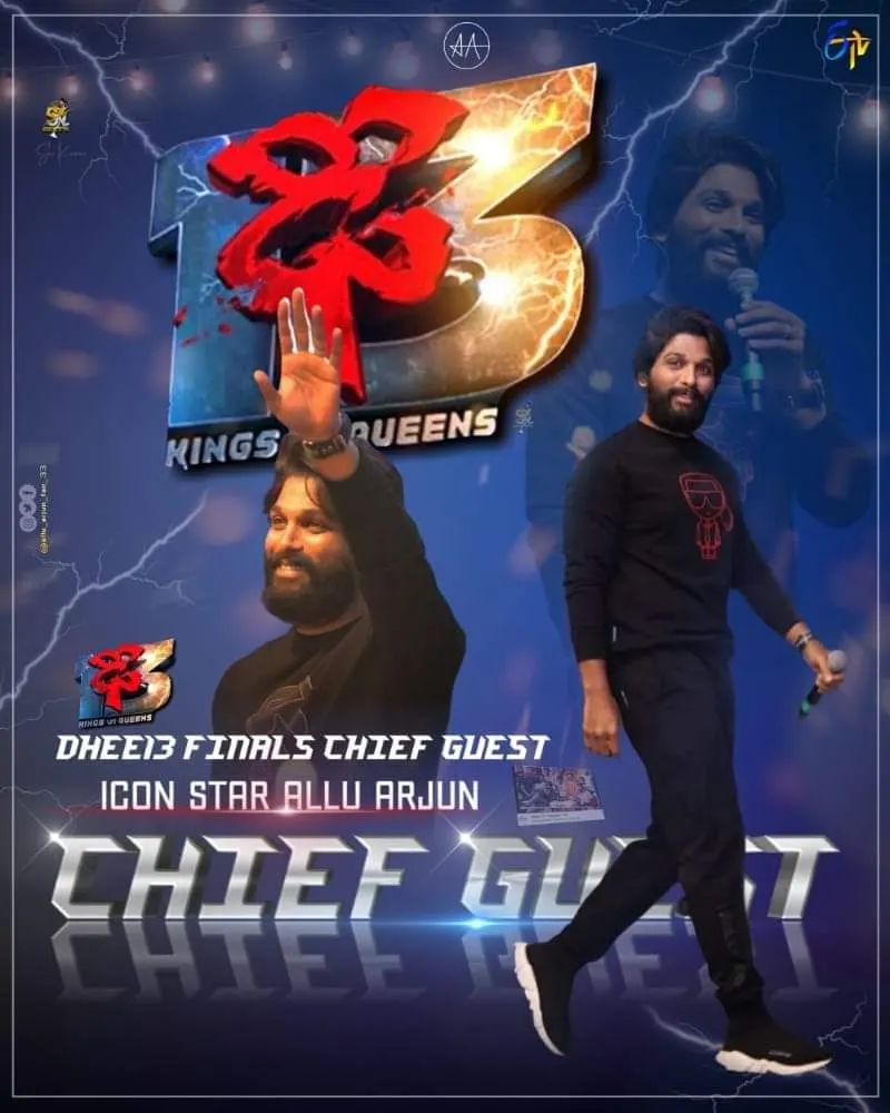 Sudheer_devote's tweet photo. Finally Allu Arjun Garu In #Dhee13 Finals 💙🤩.

@alluarjun 

#iconicstars #stylishstar #Sudigalisudheer https://t.co/hUK1hJdkIb