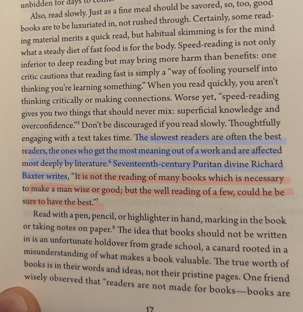 imam_marc's tweet photo. “The slowest readers are often the best readers, the ones who get the most meaning out of a work and are affected most deeply by literature. Seventeenth-century Puritan divine Richard Baxter writes, https://t.co/HAzr4hua09