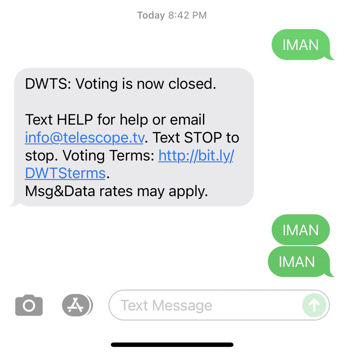 TS_loves_MB's tweet photo. Was trying to vote for Iman and it said voting was closed so I went to Twitter to see if there was an issue and saw he won 🥺😭❤️ yay!! So freaking awesome @imanshumpert @DancingABC #DWTS https://t.co/yV3fnylxHS