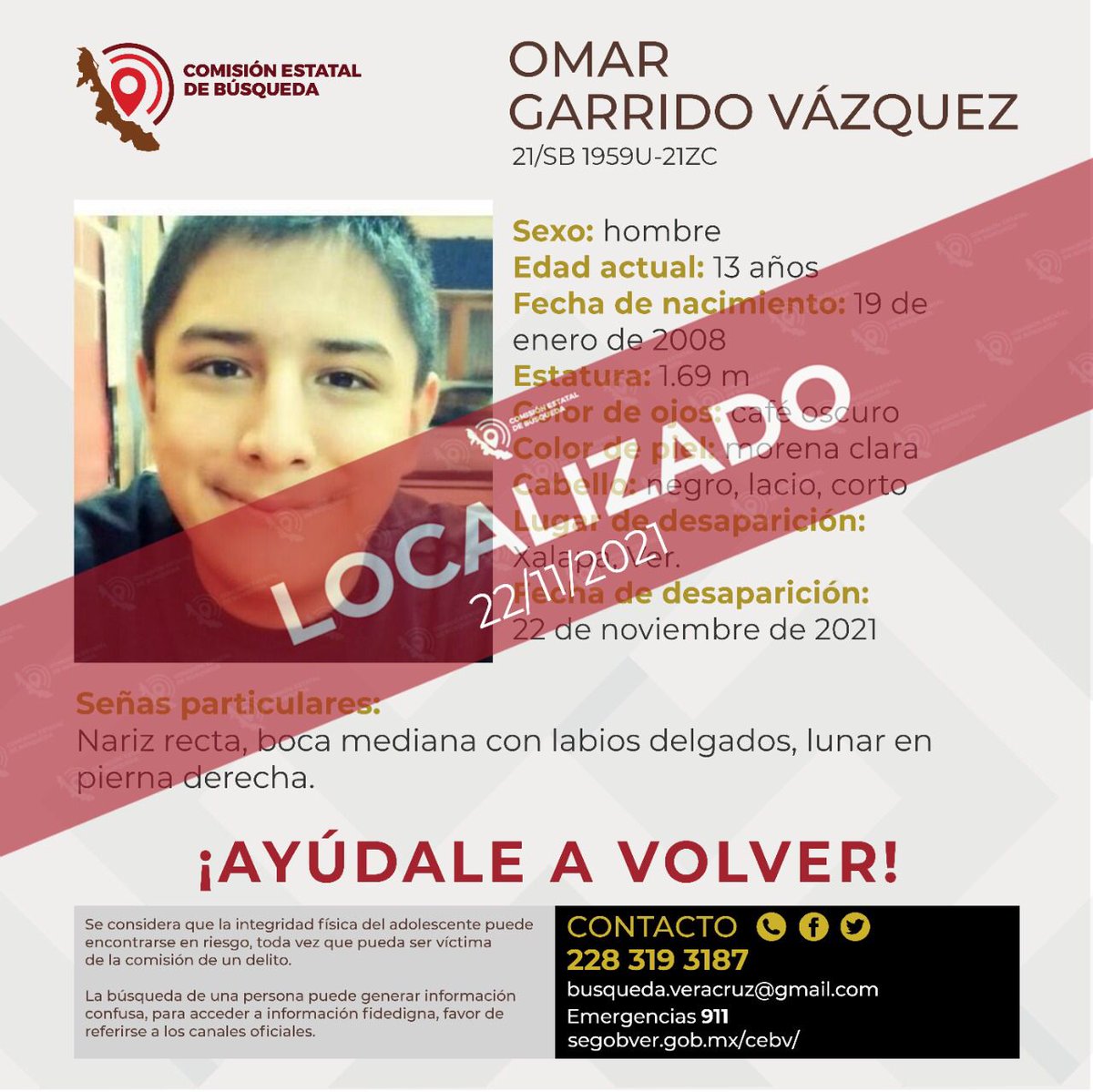 Gracias a todos! #Yaaparecio <a href="/VialidadXalapa/">Vialidad Xalapa 🚦 VX 🌎</a> <a href="/albertoislasre3/">Consigliere ius.</a> <a href="/MeganoticiasXAL/">Meganoticias Xalapa</a> <a href="/buzonxalapa/">Buzón Xalapa</a> <a href="/XalapaInforma/">Xalapa Informa</a> <a href="/TraficoXalapa/">Trafico Xalapa</a> <a href="/UrielFA/">Uriel Flores Aguayo</a>