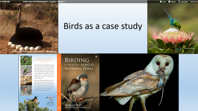 <a href="/kc_zoeller/">Kim Zoeller</a> from <a href="/jcu/">James Cook Uni</a> studies cultural ecosystem services (like aesthetic value, spiritual connection and tourism). She used bird watching in South Africa as a case study to investigate the influence of landscape context on cultural ecosystem services. #ESAus21