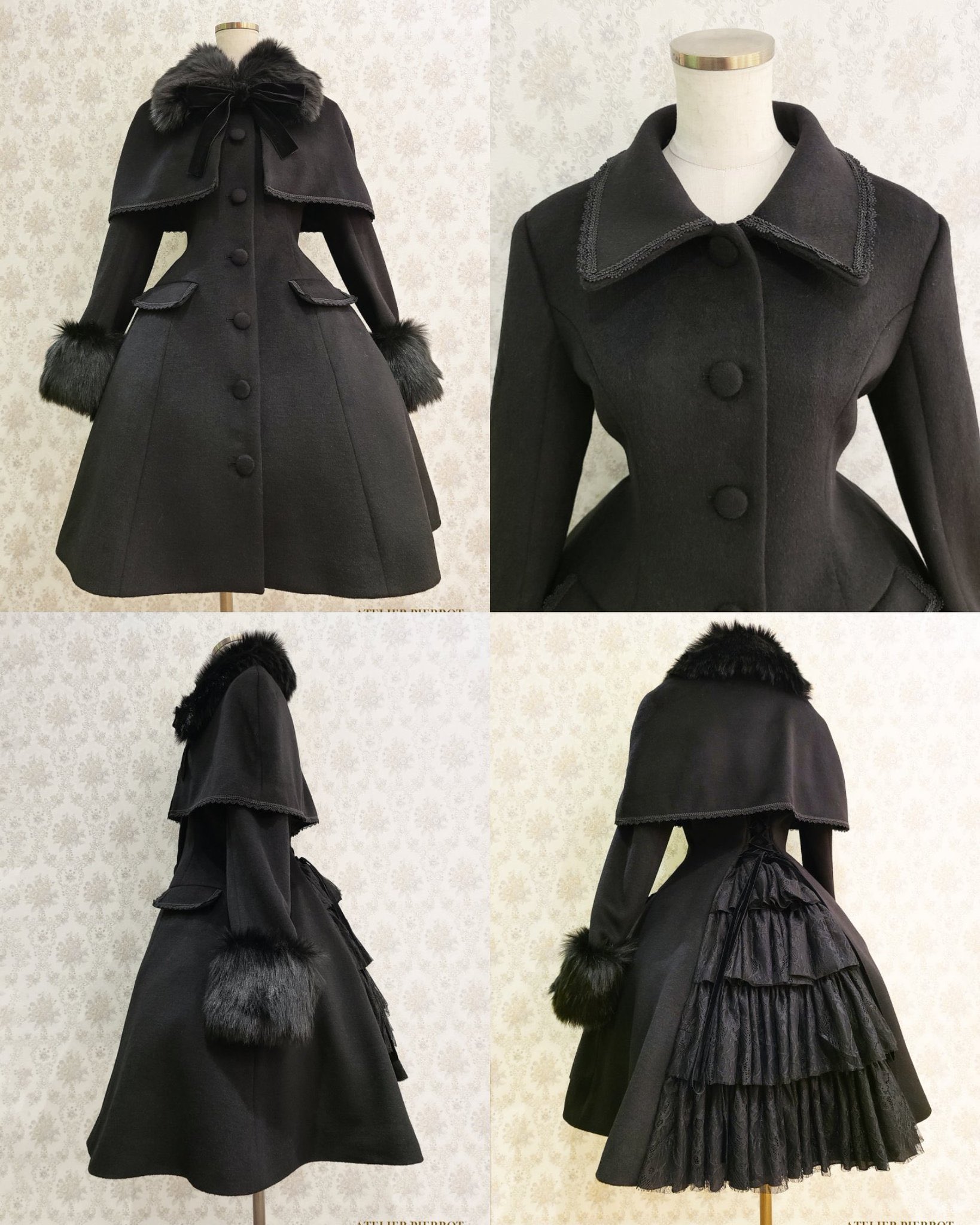 ATELIER PIERROT ケープコート 黒 ATELIER PIERROT ケープコート 黒 - メルカリ