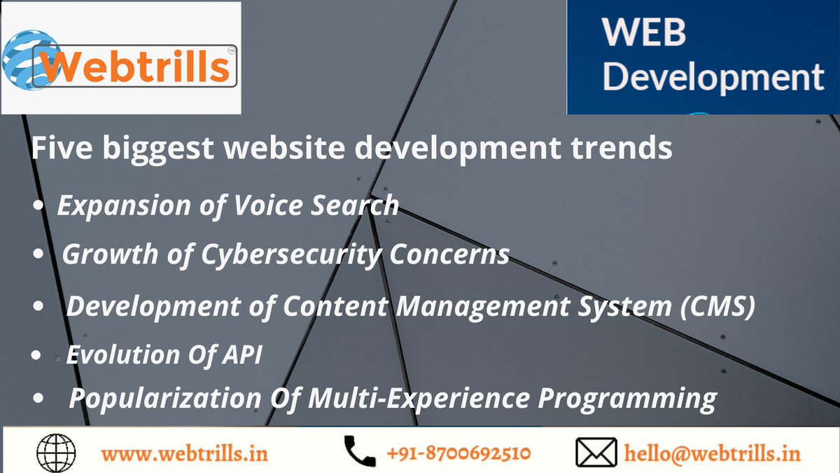 webtrillsdotin's tweet photo. Five biggest website development trends.
---------------------------------
For more details contact us at-
Visit us- https://t.co/ZVRLuCEkpa
Call us- +91-8700692510
Mail us - hello@webtrills.in
#webtrills #websitedevelopment #webdevelopment #website #websitedevelopmenttrends https://t.co/0RIAAkYKt6