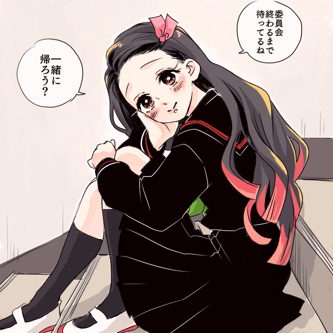 ponoさんがTwitterに投稿した竈門禰豆子(鬼滅の刃)のイラスト。