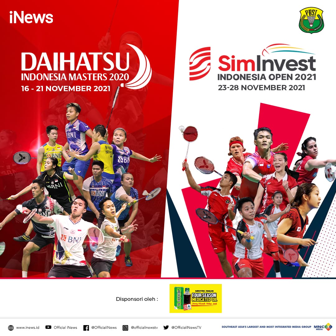 SeputariNews's tweet photo. Saksikan Indonesia Master 2021dan Indonesia Open 2021 bersama Medicated Oil hanya di iNewsTV
#minyakangin #minyakanginaromaklasik #deadline #inspirasihidup #cariyangdarissa #ObatCina #ObatChina
#FourSeasonMedicatedOil @fourseasonmedicatedoil https://t.co/7kXhYA9U5f