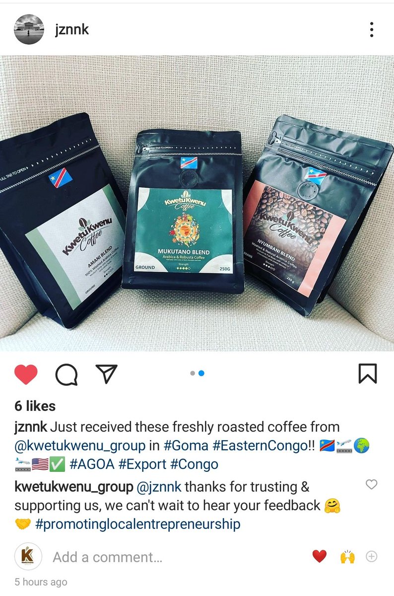 GroupKwenu's tweet photo. From Goma 🇨🇩✈️ to New York City 🇺🇲 @jznnk 🤝
#specialitycoffee #produitsduterroir #Madein243 #coffeexport #promotinglocalentrepreneurship https://t.co/gL0XMOJaTW