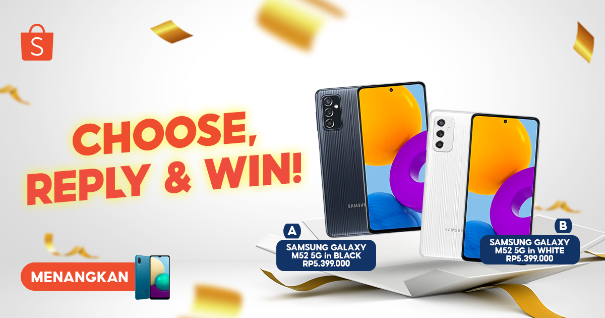 🧡 SAMSUNG SMARTPHONE GIVEAWAY 🧡

Sobat Shopee! Mau dong dapetin SAMSUNG M02 GRATIS? Ini dia caranya:

1. FOLLOW <a href="/ShopeeID/">Shopee Indonesia</a> 
2. RT &amp; LIKE tweet ini
3. REPLY "A/B #HadiahSmartphoneShopee" YANG BANYAAAAK!

Pemenang dipilih acak &amp; diumumkan 30 November '21.