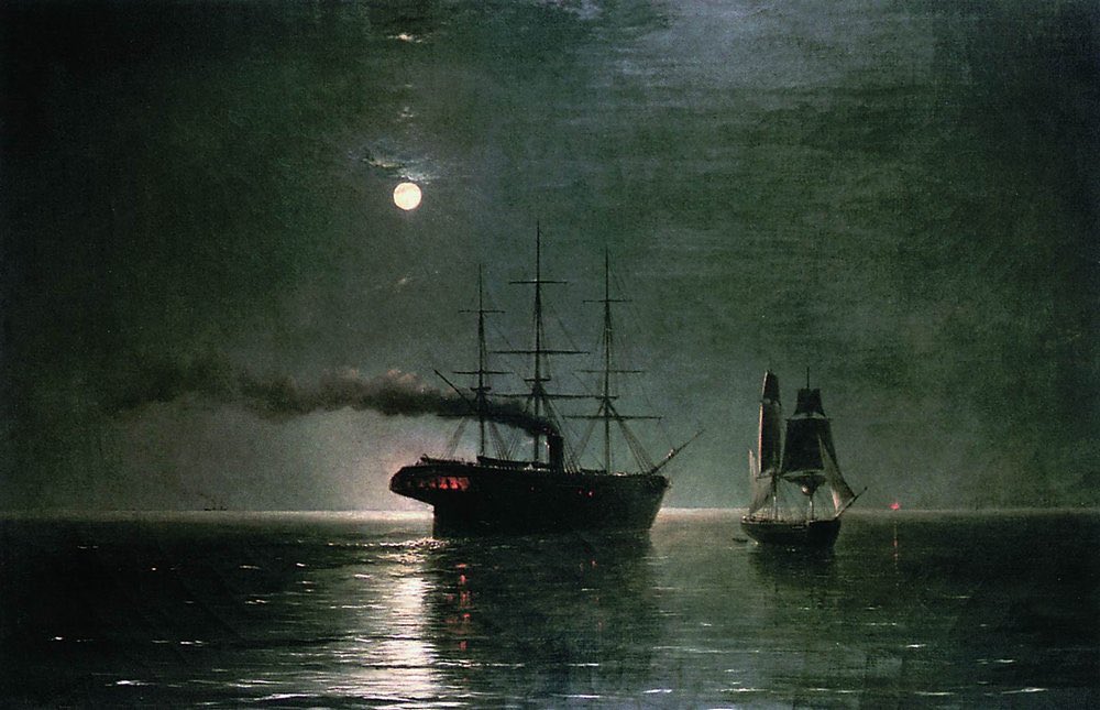 Barcos en la quietud de la noche, 1888, Iván Aivazovski