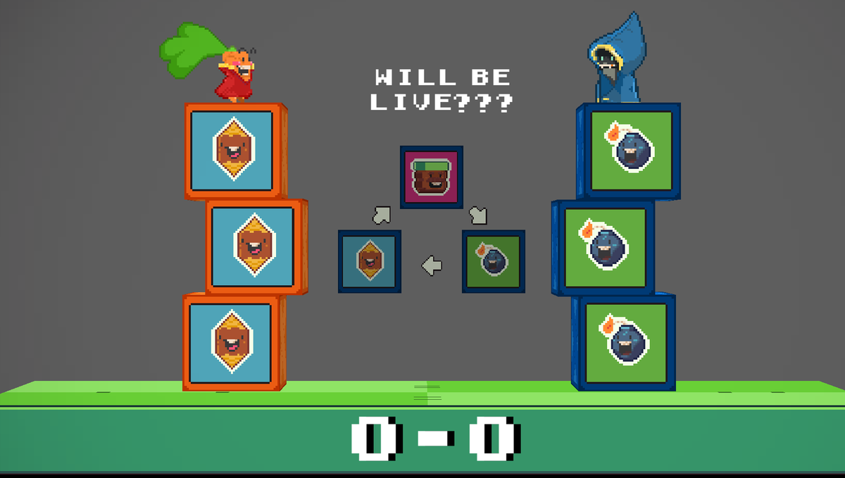 White_vault's tweet photo. (WIP) sometimes you win by slaying dragons... or tossing bombs at corrupted trees... Others.... you need to win a best of three in a game of rock paper, scissors. errrr i mean a game of Boom, Tree, block... #construct3 https://t.co/YAeLESv19p
