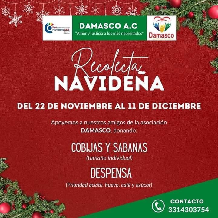 PromotoresODSmx's tweet photo. Llegó el tiempo de frio y Promotores ODS México se une a Damasco A.C. este diciembre para la recolecta navideña de #Cobijas y #Sabanas que son escenciales para los dormitorios donde se brinda albergue a enfermos y familiares que acuden al Hospital Civil Viejo. #recolectanavideña https://t.co/QPMALM1wf4