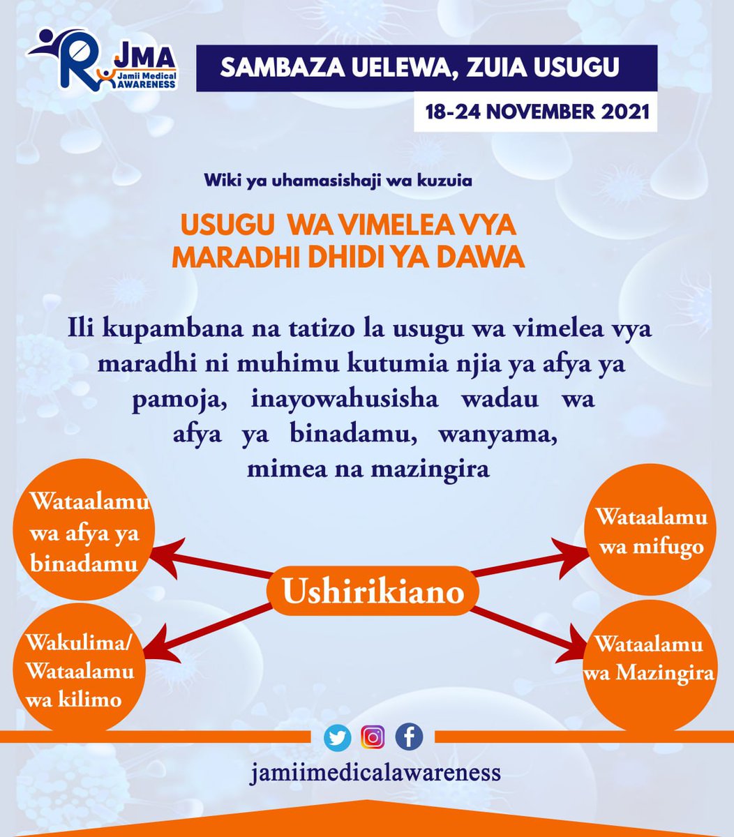 JamiiMedical's tweet photo. Sambaza uelewa,Zuia Usugu.
#WAAW #WAAW2021  #AntimicrobialResistance https://t.co/Jt1b0TLOgL
