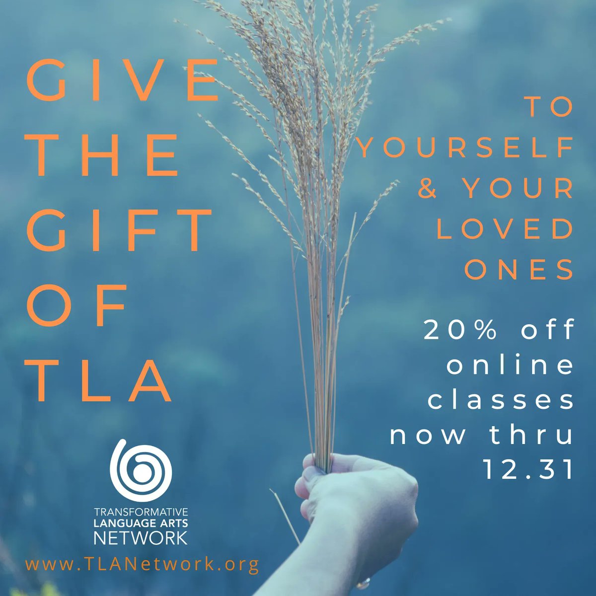 TLANetwork's tweet photo. Take advantage of 20% off of all TLA classes now through December 31!
https://t.co/C9iU5QlFwx
#poetrycommunity
#WritingCommunity
#writinglife
#transformativelanguagearts
#onlineclasses https://t.co/hXGuvCQsv3