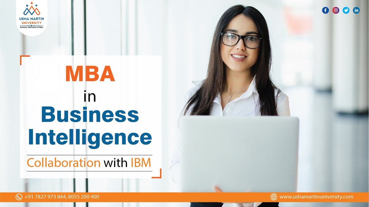 UshaMartinUnv's tweet image. Usha Martin University has started 𝗠𝗕𝗔 𝗶𝗻 𝗕𝘂𝘀𝗶𝗻𝗲𝘀𝘀 𝗜𝗻𝘁𝗲𝗹𝗹𝗶𝗴𝗲𝗻𝗰𝗲 𝗖𝗼𝗹𝗹𝗮𝗯𝗼𝗿𝗮𝘁𝗶𝗼𝗻 𝘄𝗶𝘁𝗵 𝗜𝗕𝗠 👍

For more info, visit bit.ly/3CIBQAk

#ushamartinuniversity #mbaprogrammes #mbainbanking #businessintelligence #admissionopen