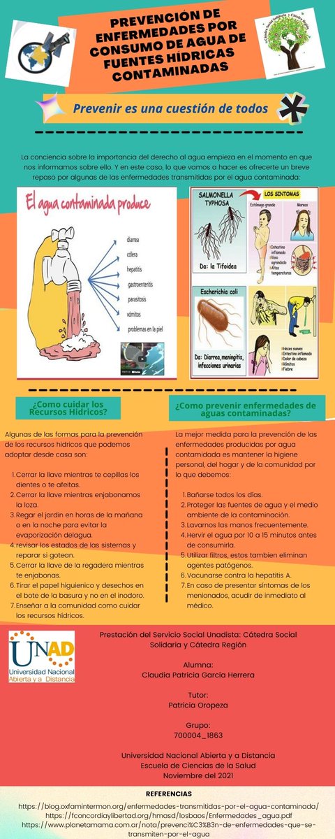 Claudia34033509's tweet photo. Hola Comunidad, quiero compartir mi recurso digital (infografía) sobre la Prevención de Enfermedades Por Consumo de Agua de Fuentes Hídricas Contaminadas.
Les invito a dejar tu like y comentario.
Espero te guste y compartas a tus amigos.
#SERVICIOSOCIALUNADISTAENCASA https://t.co/OHUhFkvHKJ