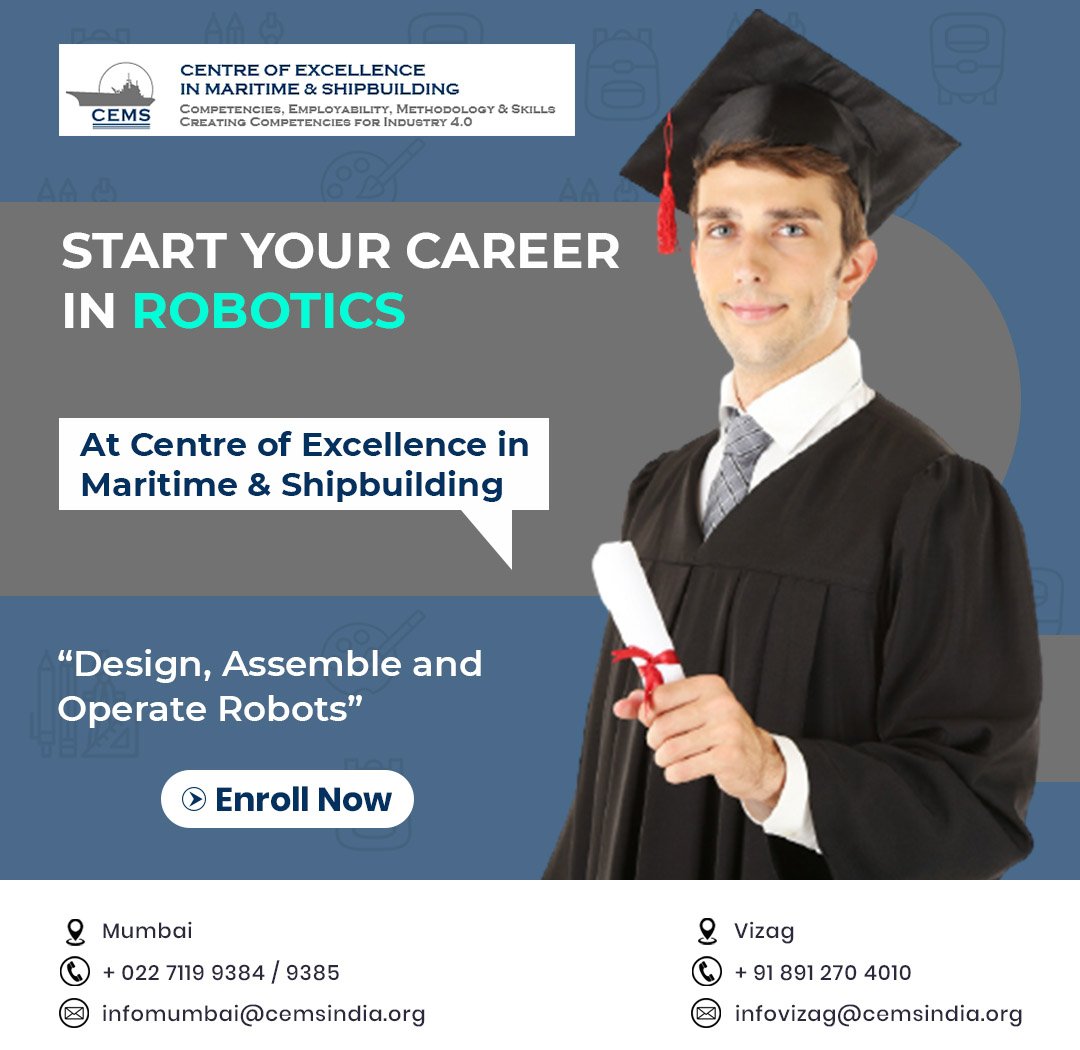 cems_in's tweet image. 𝐈𝐦𝐩𝐚𝐜𝐭 𝐚𝐧𝐝 𝐈𝐧𝐟𝐥𝐮𝐞𝐧𝐜𝐞 𝐭𝐡𝐞 𝐖𝐨𝐫𝐥𝐝 𝐨𝐟 𝐓𝐞𝐜𝐡𝐧𝐨𝐥𝐨𝐠𝐲!!!

CEMS has brought to you a 200 hrs comprehensive course in Robotics with a prime focus on industry needs.

#roboticscourse #roboticseducationcentre #learnrobotics #roboticsfun #roboticslife