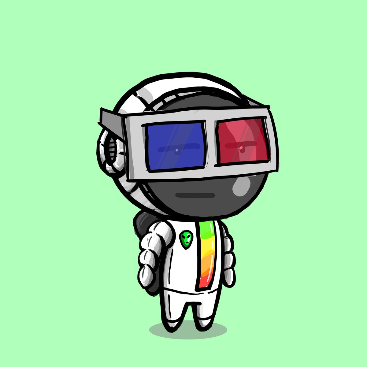 DC84_NFT's tweet photo. #0004 Pretend to be a 3D techguy.

#3dglasses #NFTs #arts #hamyu #deadfish https://t.co/pdKXxC3SyW
