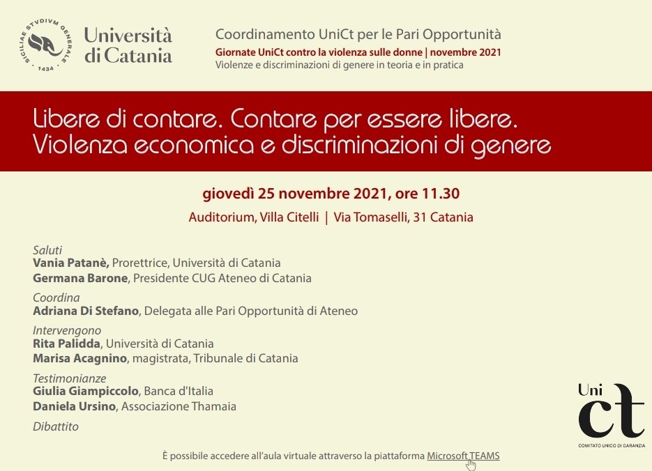 Giovedì 25 novembre alle 11.30 saremo a Villa Citelli (via Tomaselli 31) insieme a #RitaPalidda e #MarisaAcagnino per discutere di #violenzaeconomica. Grazie a #GiuliaGianpiccolo e a #DanielaUrsino <a href="/ThamaiaOnlus/">Thamaia Onlus</a> per  le testimonianze ! Seguiteci ➡️bit.ly/3qPCSs6