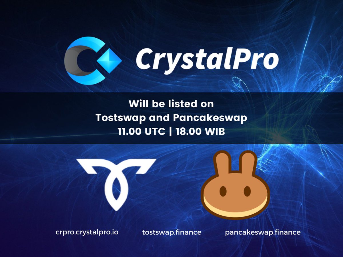 alex32755's tweet photo. @CrystalproCRP 💎💎 GREAT NEWS !! DOUBLE ATTACKS !!! 💎💎

📢💰CRYSTALPRO (CRPRO) WILL BE LISTED AT PANCAKESWAP AND TOSTSWAP IN JUST FEW MINUTES !!⏱️💰

TIME TO GET PROFIT!!🚀🚀
Contract Address:

💰💰Profit Profit Profit💰💰

#PancakeSwap #tostswap https://t.co/A3xf2q6Bw6