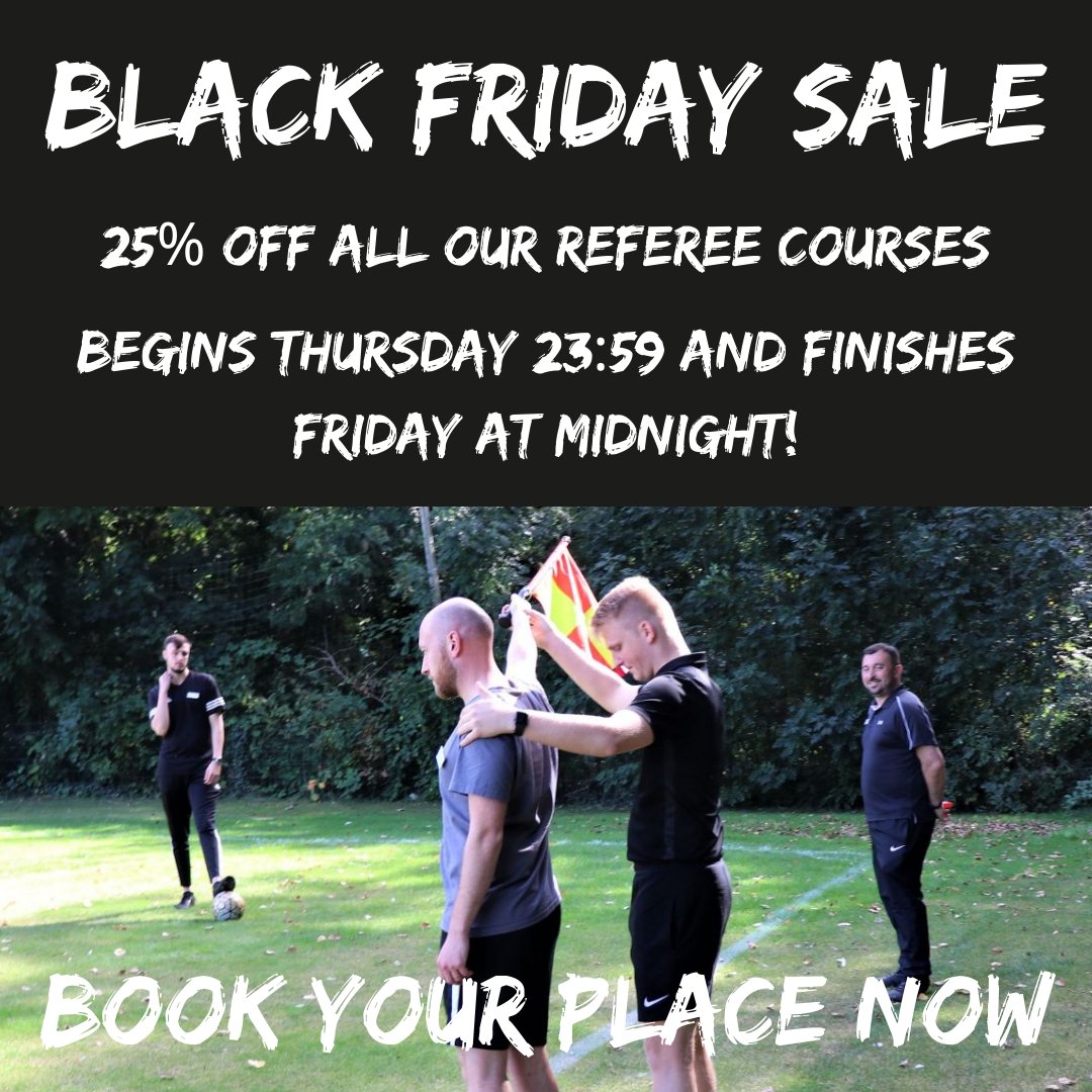 AmateurFA's tweet photo. 📢 25% off all our referee courses! 

Sale ends today at midnight.

Use discount code BFref

Choose from 3⃣ taking place across the Capital!

📌 Dulwich
📌 Acton
📌 Finchley

For more info and to book 👉 https://t.co/Vte9FqmxvZ https://t.co/MZUz9rTR1h