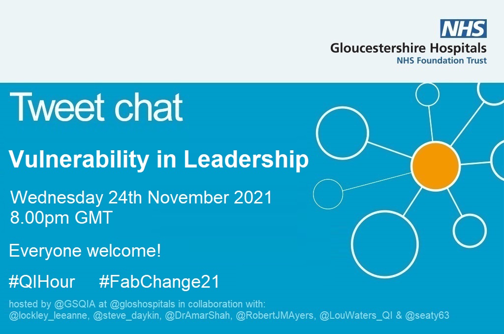 🌟Join Us🌟

Tomorrow is #FabChange21 &amp; the #QIHour team are joining in with our next Tweet Chat on "Vulnerability in Leadership".

🕗8pm GMT
🌍Everyone welcome

A collaboration with <a href="/DrAmarShah/">Amar Shah</a> <a href="/lockley_leeanne/">Leeanne Lockley 🏳️‍⚧️</a> @RobertJMAyers <a href="/steve_daykin/">Steve Daykin (RMN) Senior Improvement Lead 💥</a> @LouWaters_QI <a href="/seaty63/">Andrew Seaton 💙</a> 

Pls RT 😊
