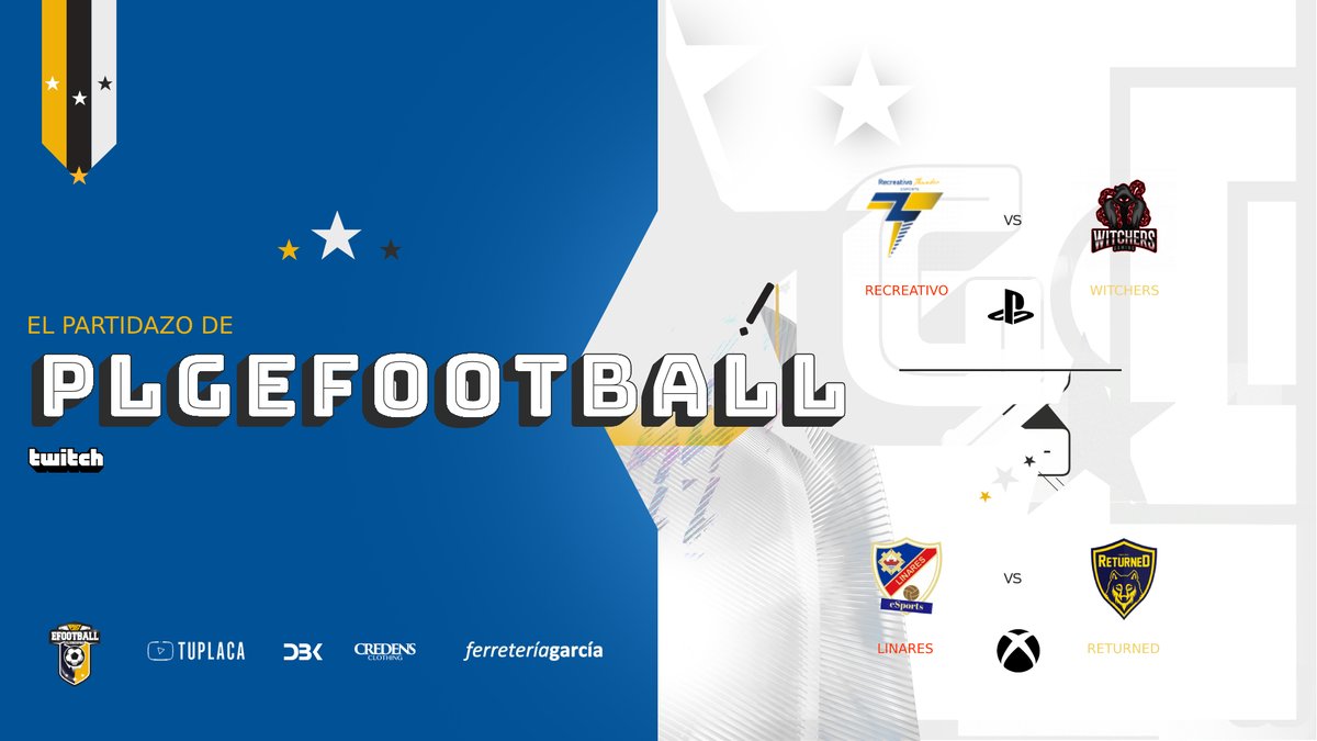 ▶️ EL PARTIDAZO DE PLGEFOOTBALL 

JORNADA 5⃣

🏆 #PS4 🕖 22:30 HORAS

<a href="/RecreThunder/">Recreativo Thunder eSports</a> 🆚 @WITCHERSGAMING 

🏆 #XBOX 🕖 23:30 HORAS

@LinaresEsports   🆚 <a href="/FC_Returned/">Returned 🐺</a> 

🎙️ @v22_andres  &amp; @vico_RB 

📺 twitch.tv/plgefootball

🎮 #LaLigadeModa #Clubespro #FIFA22 ⚽