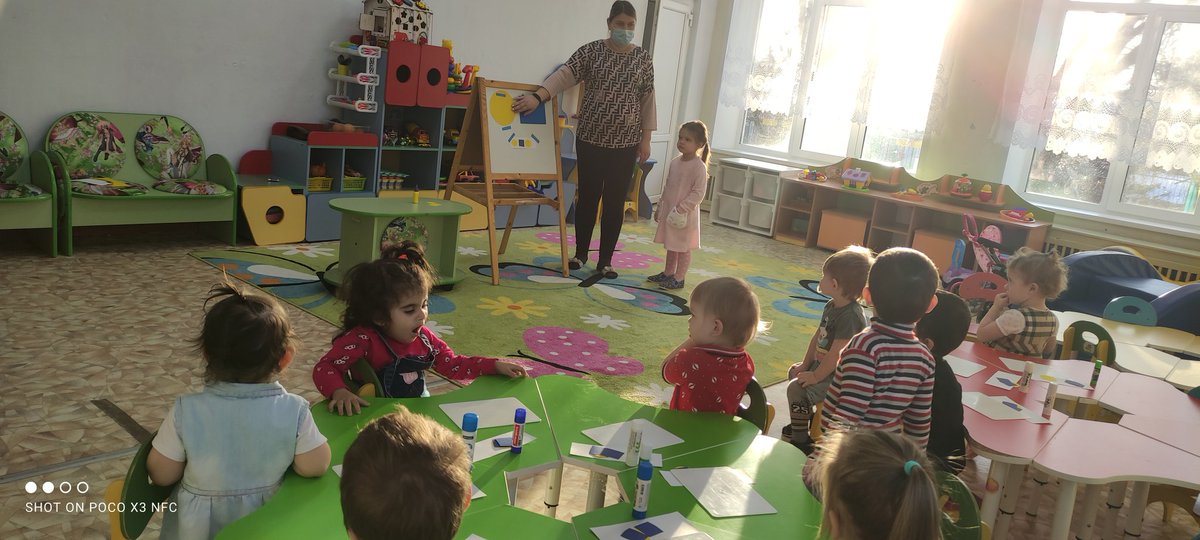 Аппликация. Тема: " Шарики и кубики на полоске". Дети первой младшей группы" Ромашка". Воспитатель: Незамайкина Е. А.