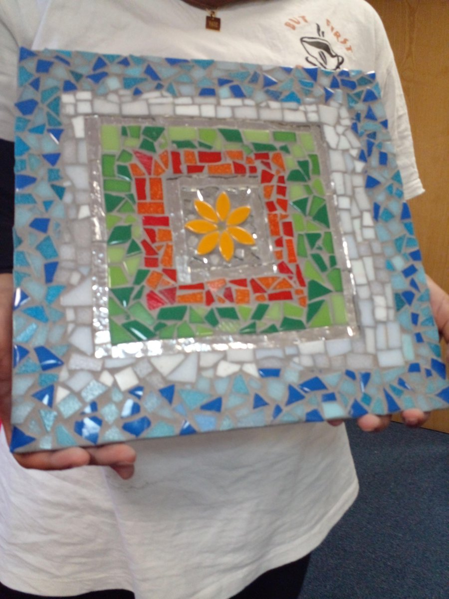 HighTreesCDT's tweet photo. Learners on our Mindful Mandala Mosaic course showcasing their final works of art! Over the 5 week course, learners discovered mosaic techniques and the art of mindfulness with Julie from @art4space

Find out more about all our courses here: https://t.co/oQEUBlJZqZ https://t.co/yAezUs0wbs