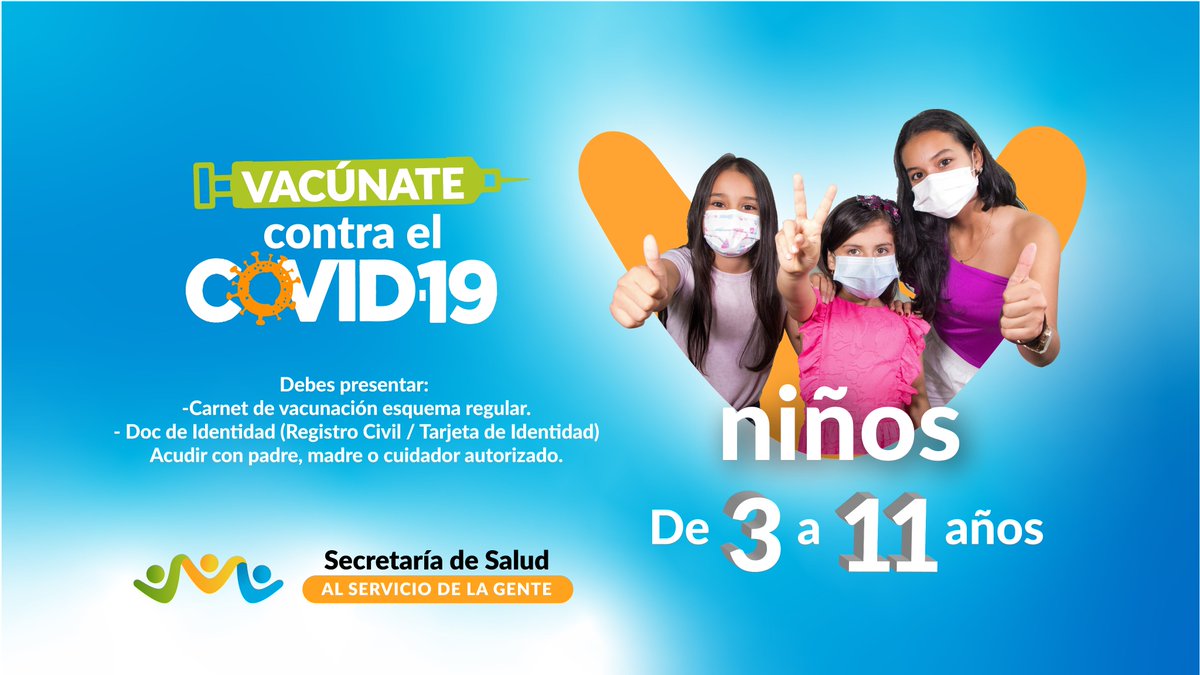 GobSaludMeta's tweet photo. En el #Meta seguimos vacunando a nuestros niños y niñas de 3 a 11 años contra el Covid-19.
Los menores también merecen estar protegidos.
Acércate al punto más cercano de vacunación con tu hijo. https://t.co/7VE8cZB51e