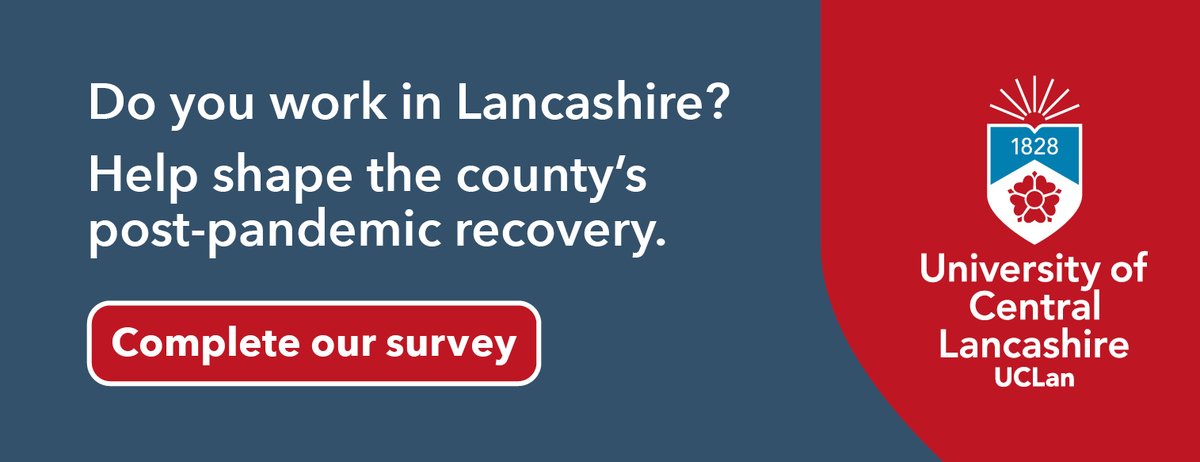 Do you work in Lancashire? Help the county’s post-pandemic recovery by sharing your insight and completing this 6 minute survey. Retweet, like and share! bit.ly/3ohA0D7 
@UCLanBusiness