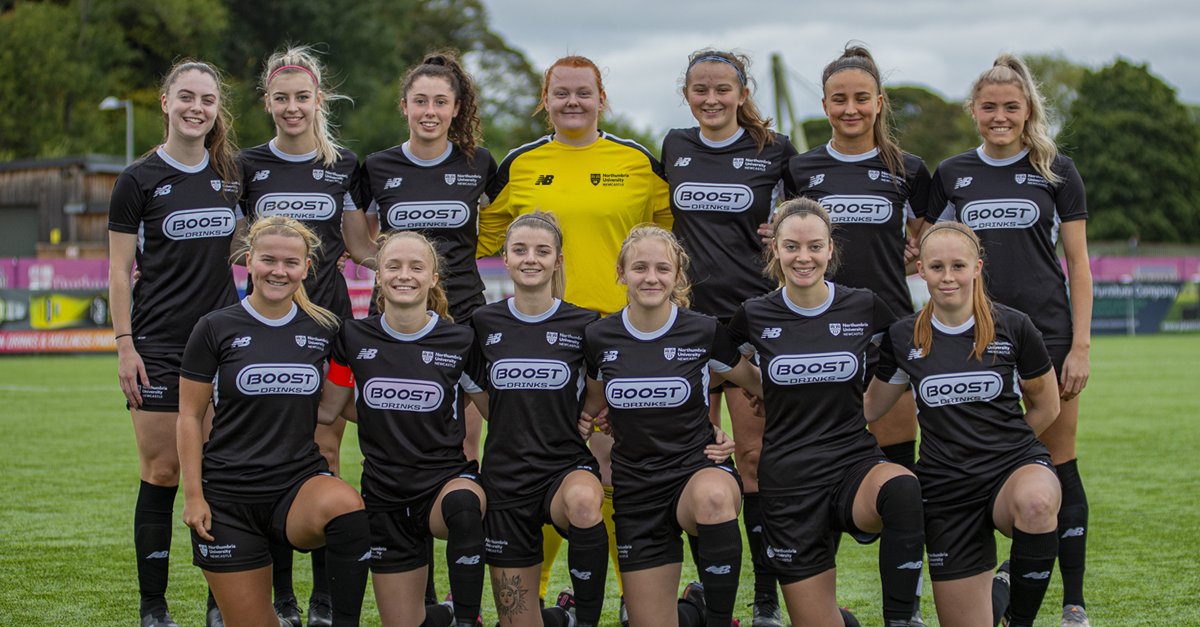 InfinityIncHQ's tweet photo. It's great to see the women's football team at @NorthumbriaUni on the pitch in their new sportswear! Not only did we create them a bespoke kit but we found them a new sponsor, Boost Drinks, too! https://t.co/rEfyyB2uWl
