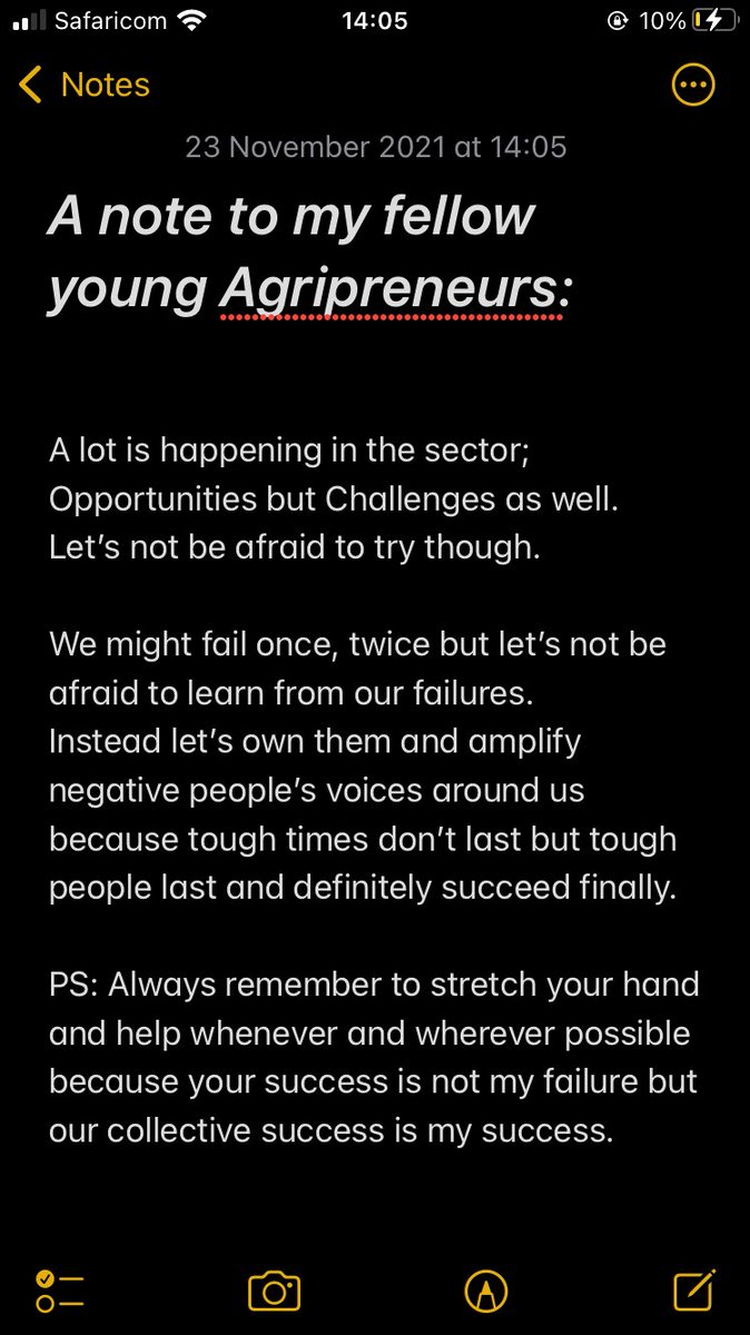 A note to my fellow young Agripreneurs…

Inspired by <a href="/ColonjuwonILO/">Cynthia Samuel-Olonjuwon</a> <a href="/GAFAfrica/">Green Agribusiness Fund</a> <a href="/ILOAfrica/">ILO Africa</a> <a href="/FAOAfrica/">FAO in Africa</a> @IwacuF