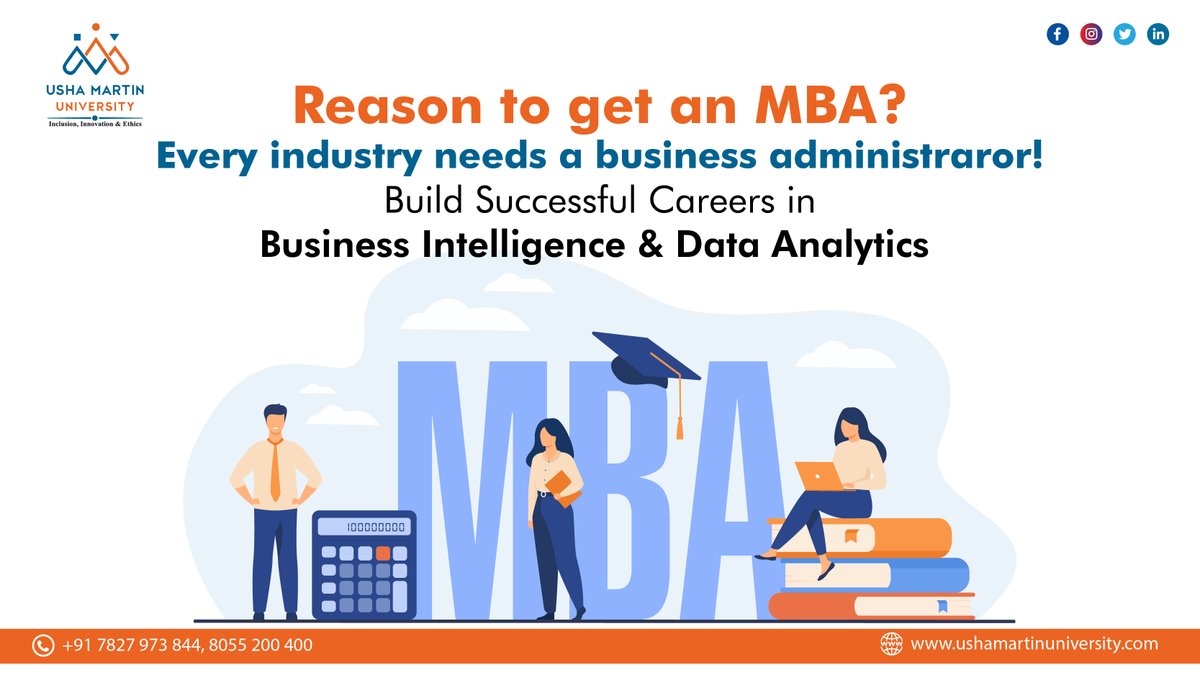 UshaMartinUnv's tweet image. Every Industry Needs a Business Administrator!
.
.
Build Successful Careers in Business Intelligence &amp;amp; Data Analytics Collaboration with IBM 
.
Click Here to Apply Now-&amp;gt; bit.ly/3xc3GnC
#MBAProgrammes #UshaMartinUniversity #UMUJharkhand #MBADegree #AdmissionOpen2021