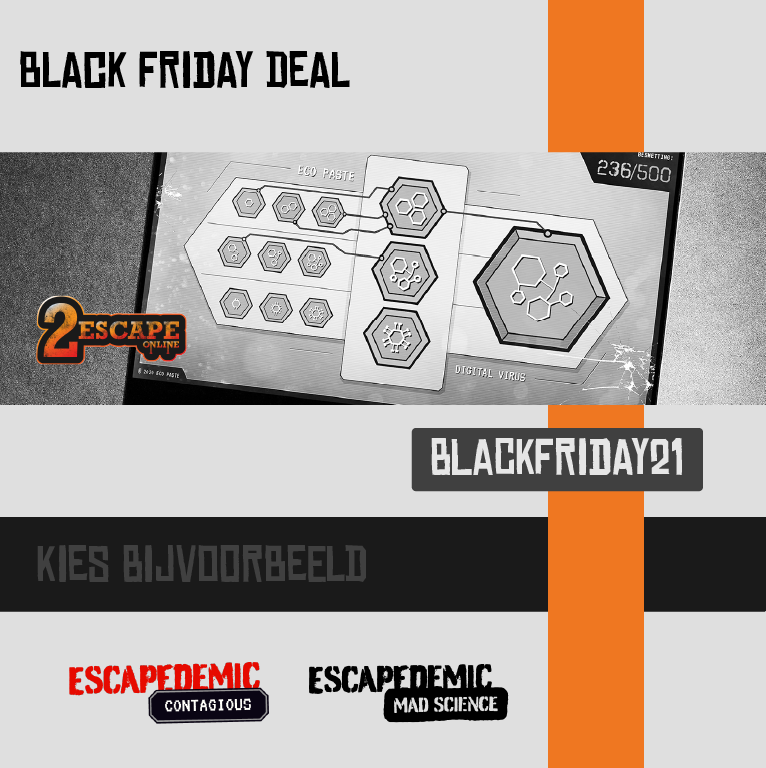 zundert_pim's tweet photo. !! Black Friday Deal !!
Gebruik de code BlackFriday21 en krijg 21% korting op je online escape room

Wees er snel bij!

Veel puzzel plezier.

#blackfriday #escaperoom #online #ookvoorthuis #2escapeonline #puzzelen https://t.co/cbGsNNycm7