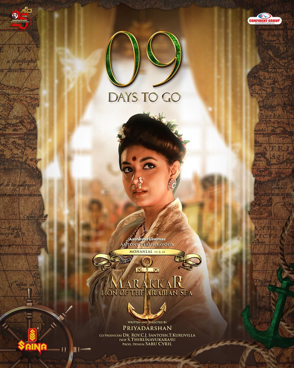 SainaVideos's tweet photo. Marakkar: Arabikadalinte Simham 9 Days to go.!
In Cinemas December 2nd, 2021.
@Mohanlal @priyadarshandir @SunielVShetty @antonypbvr @aashirvadcine @KeerthyOfficial @ManjuWarrier4 @kalyanipriyan @impranavlal
#Mohanlal #Priyadarshan #KeerthySuresh #MarakkarFromDec2nd #SainaVideo https://t.co/K1qYiJ4wsx
