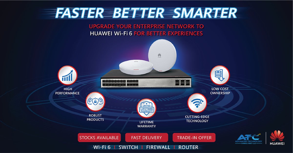 Advanced Technology Consultancy (@atc_informs) on Twitter photo Upgrade your network to keep up with the speed, Switch to <a href="/HuaweiEnt/">Huawei Enterprise</a> #AirEngine #Wi-Fi6.
Amazing offers available, Why Wait?
#FastDelivery #FastNetwork #TradeInOffer
👉 Order now: bit.ly/3oZ4olR Upgrade your network to keep up with the speed, Switch to <a href="/HuaweiEnt/">Huawei Enterprise</a> #AirEngine #Wi-Fi6.
Amazing offers available, Why Wait?
#FastDelivery #FastNetwork #TradeInOffer
👉 Order now: bit.ly/3oZ4olR